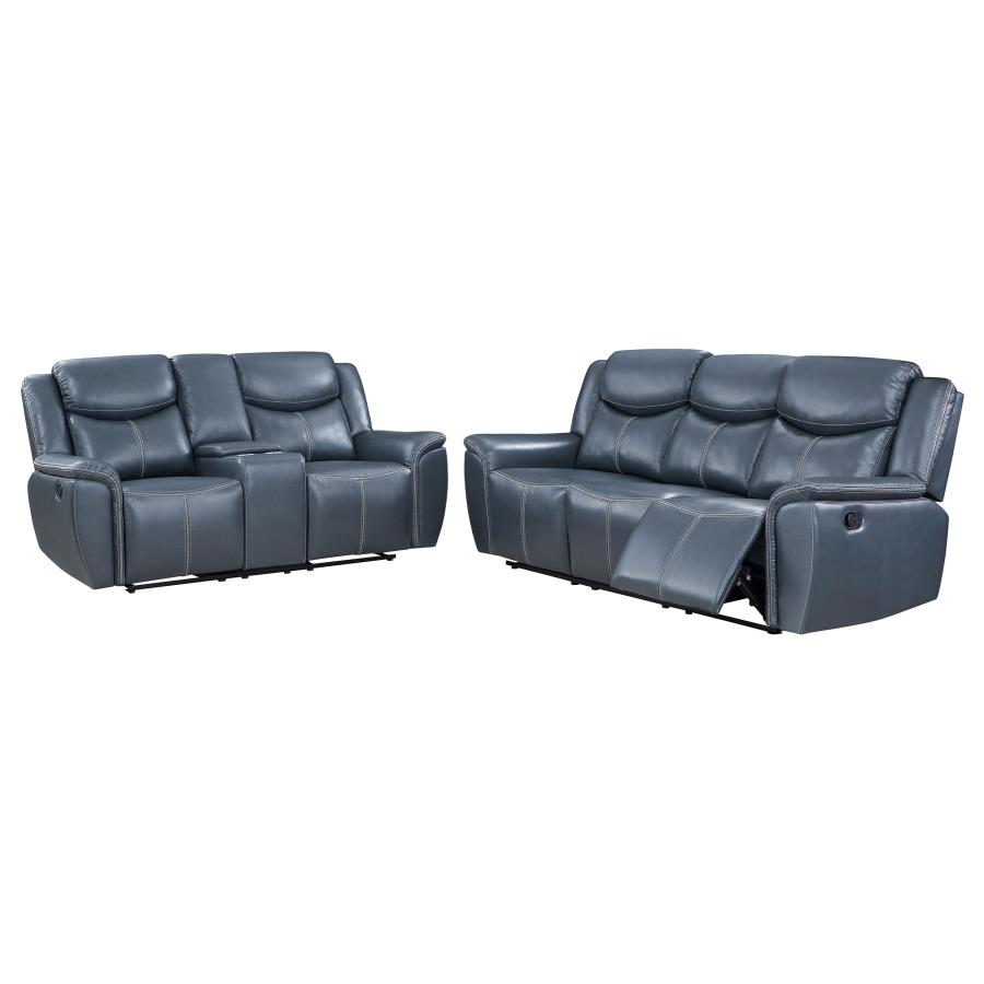 (image for) Sloane 2-piece Upholstered Reclining Sofa Set Blue