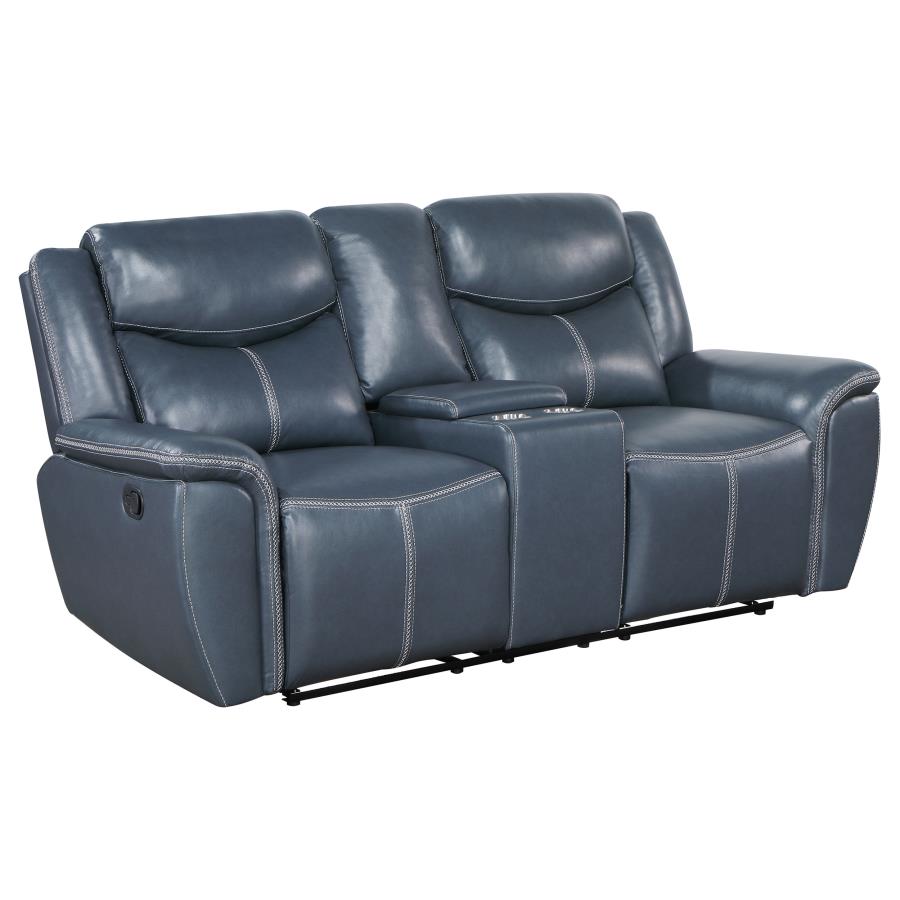 (image for) Sloane 3-piece Upholstered Reclining Sofa Set Blue