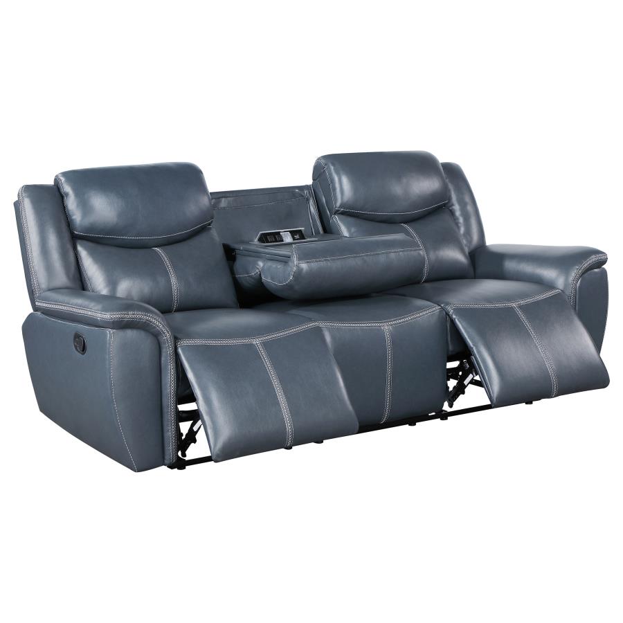 (image for) Sloane Upholstered Padded Arm Reclining Sofa Blue