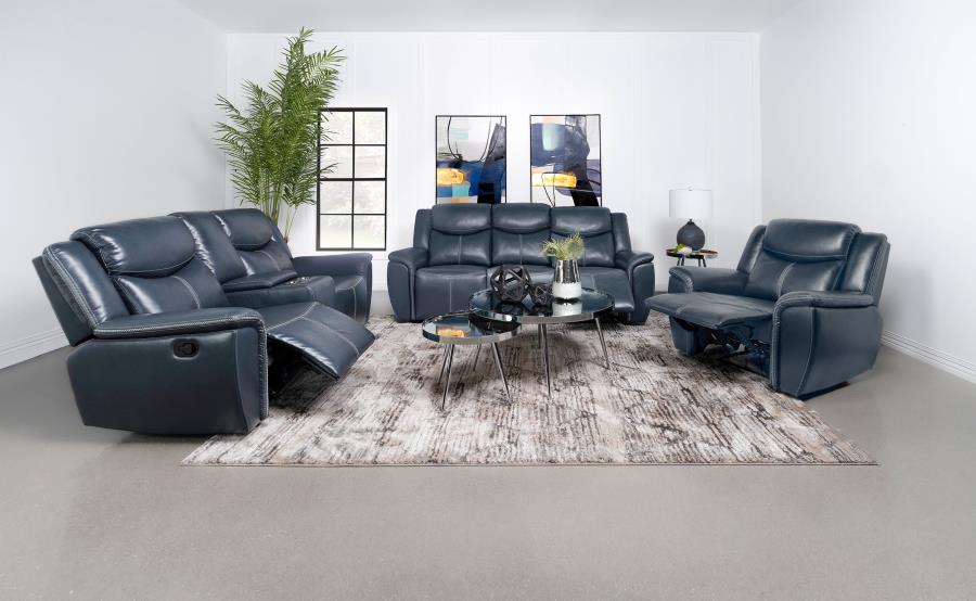 (image for) Sloane Upholstered Padded Arm Reclining Sofa Blue