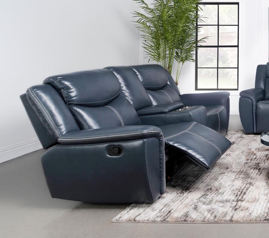 (image for) Sloane Upholstered Padded Arm Reclining Loveseat Blue