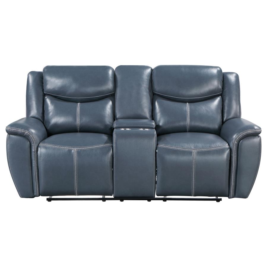 (image for) Sloane Upholstered Padded Arm Reclining Loveseat Blue