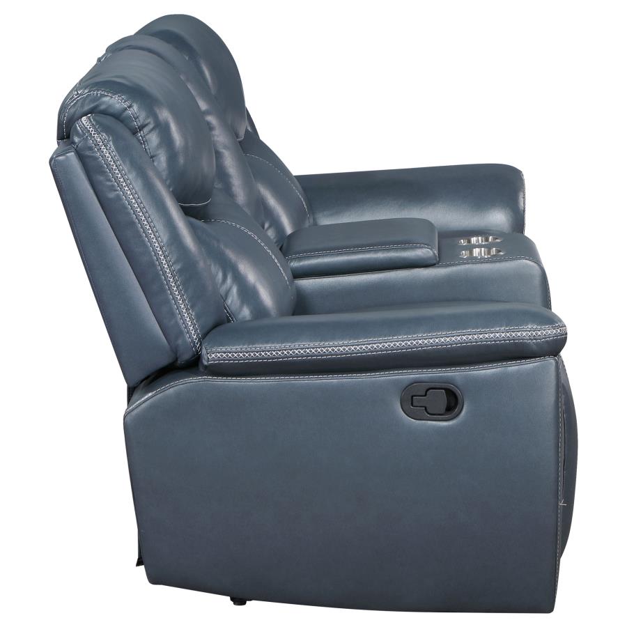 (image for) Sloane Upholstered Padded Arm Reclining Loveseat Blue