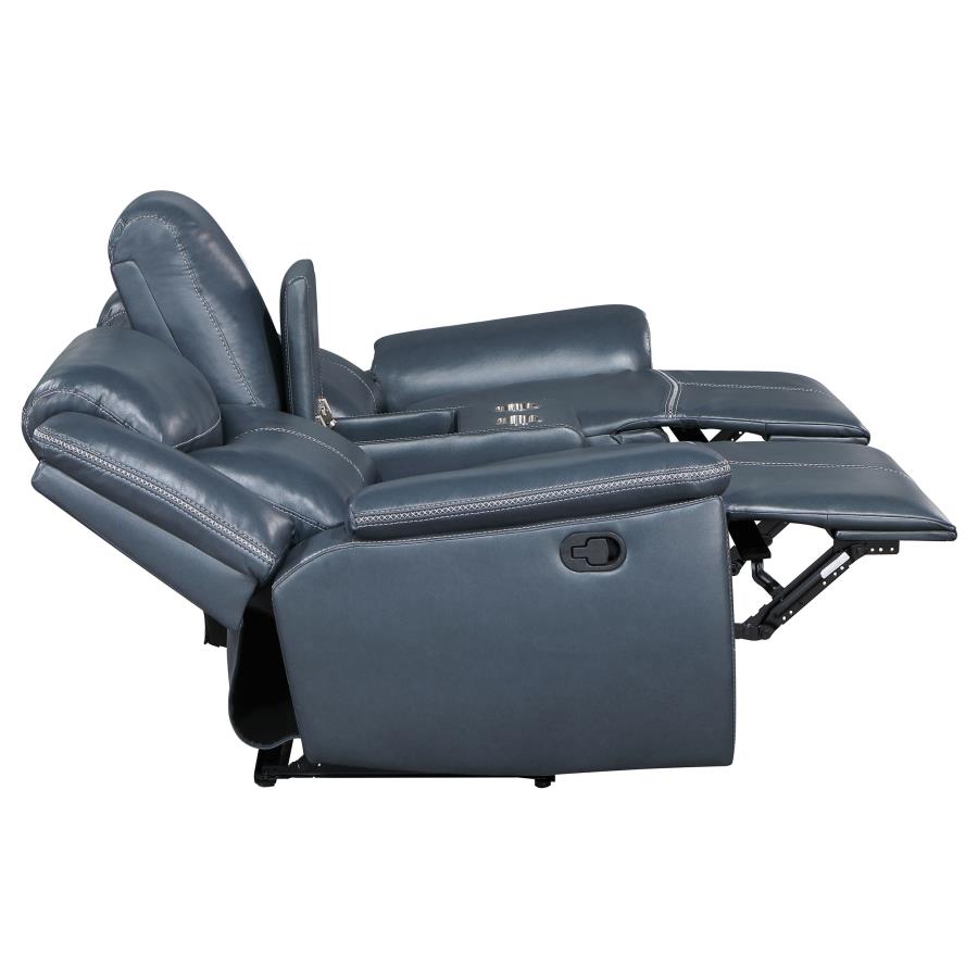 (image for) Sloane Upholstered Padded Arm Reclining Loveseat Blue