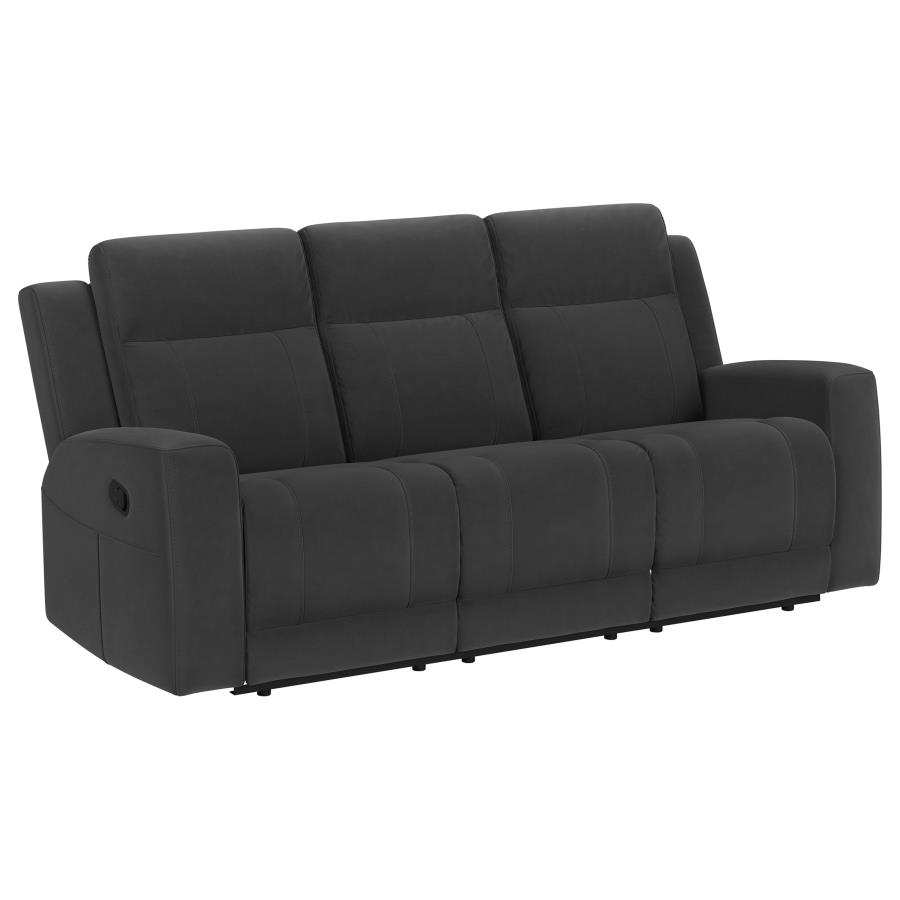 (image for) Brentwood 2-piece Upholstered Reclining Sofa Set Charcoal