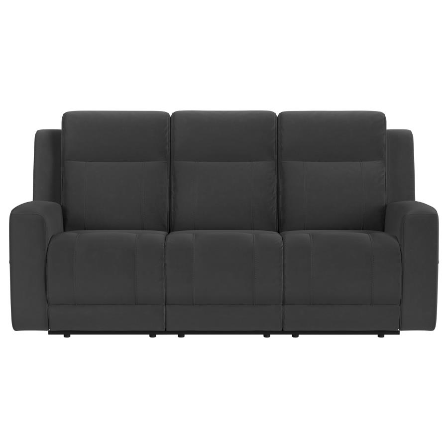 (image for) Brentwood 2-piece Upholstered Reclining Sofa Set Charcoal