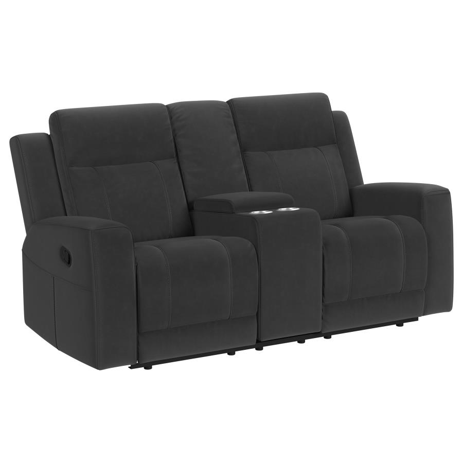 (image for) Brentwood 2-piece Upholstered Reclining Sofa Set Charcoal