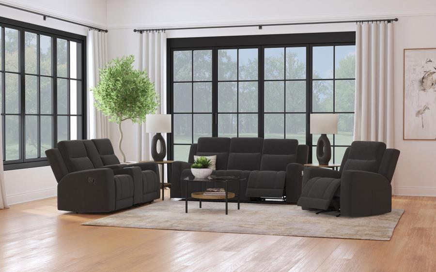 (image for) Brentwood Upholstered Motion Reclining Sofa Dark Charcoal