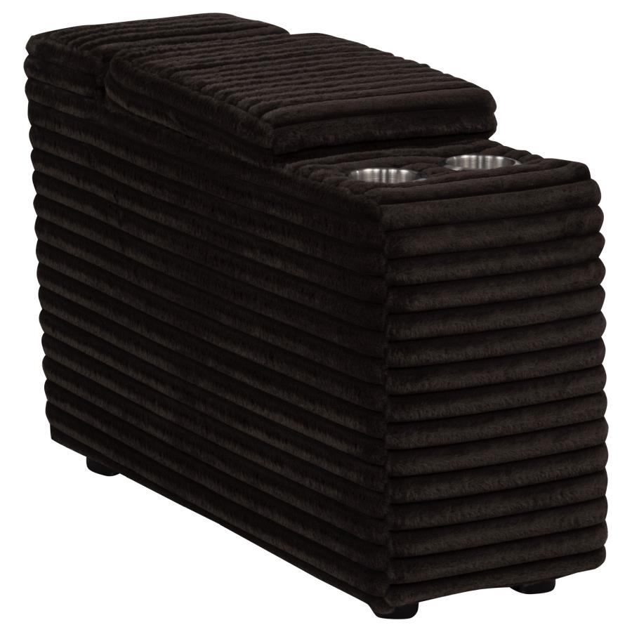 (image for) Collins Upholstered Modular Storage Console Chocolate Brown