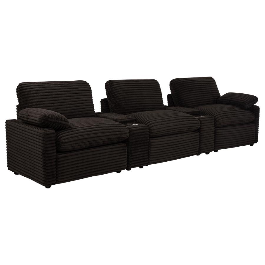 (image for) Collins 5-Piece Power Reclining Home Theater Seating Chocolate Brown