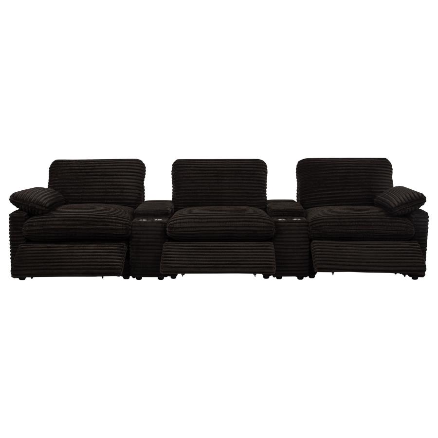 Collins 5-Piece Power Reclining Home Theater Seating Chocolate Brown