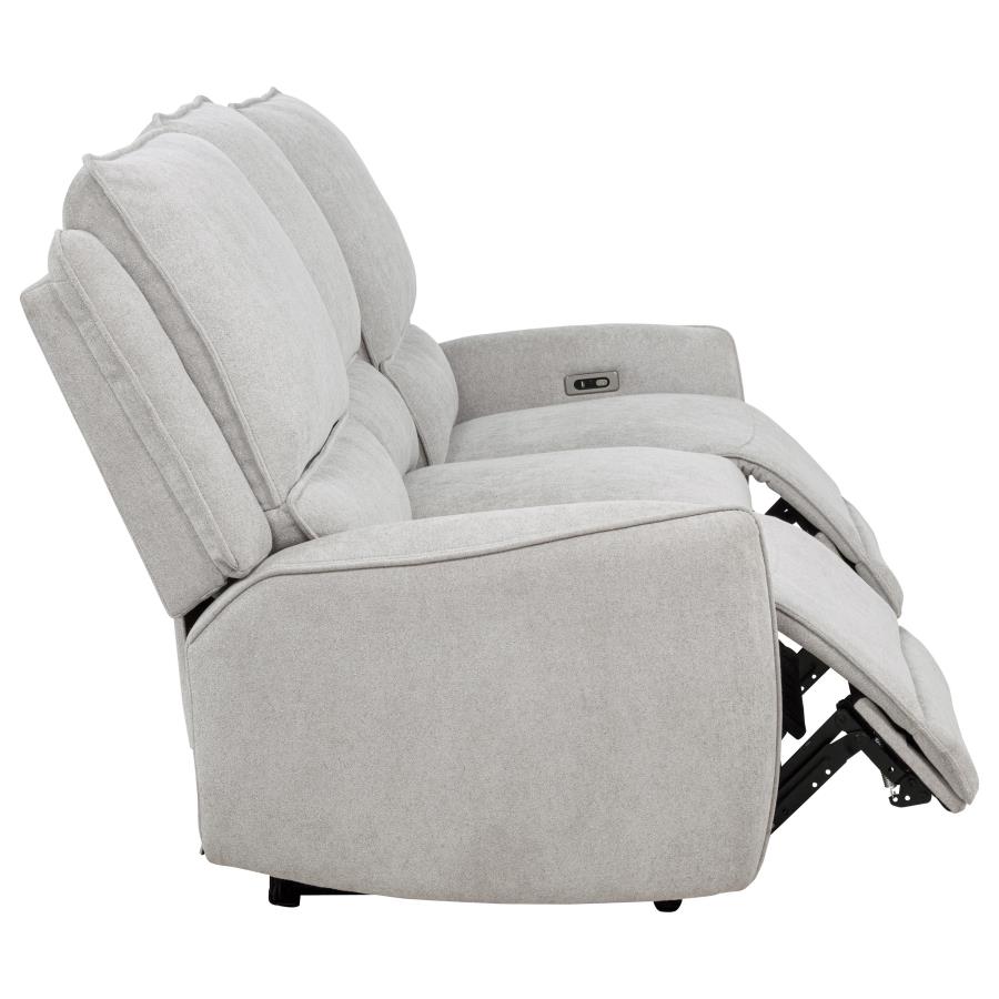 Sylmar Chenille Upholstered Power Reclining Sofa Dove Grey