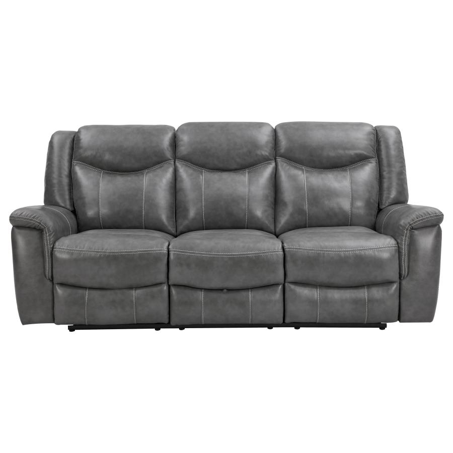 (image for) Conrad 2-piece Upholstered Padded Arm Motion Sofa Set Grey