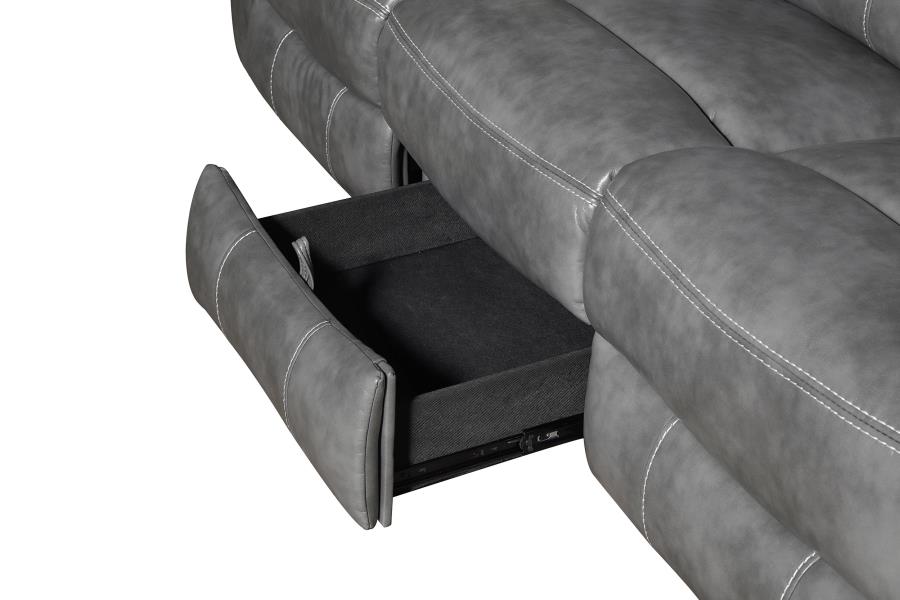 (image for) Conrad 2-piece Upholstered Padded Arm Motion Sofa Set Grey