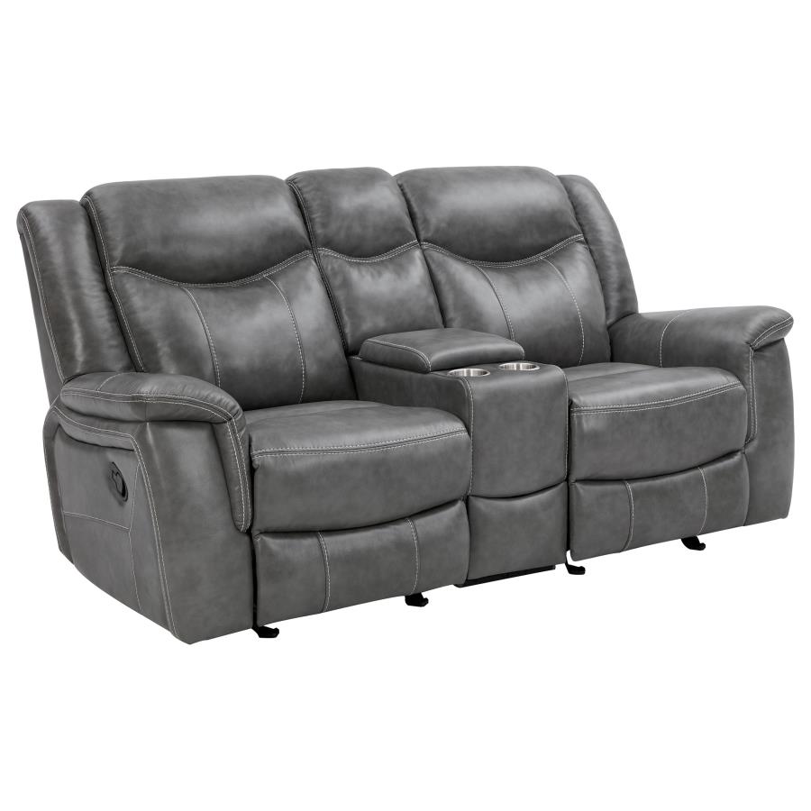 (image for) Conrad 3-piece Upholstered Padded Arm Motion Sofa Set Grey