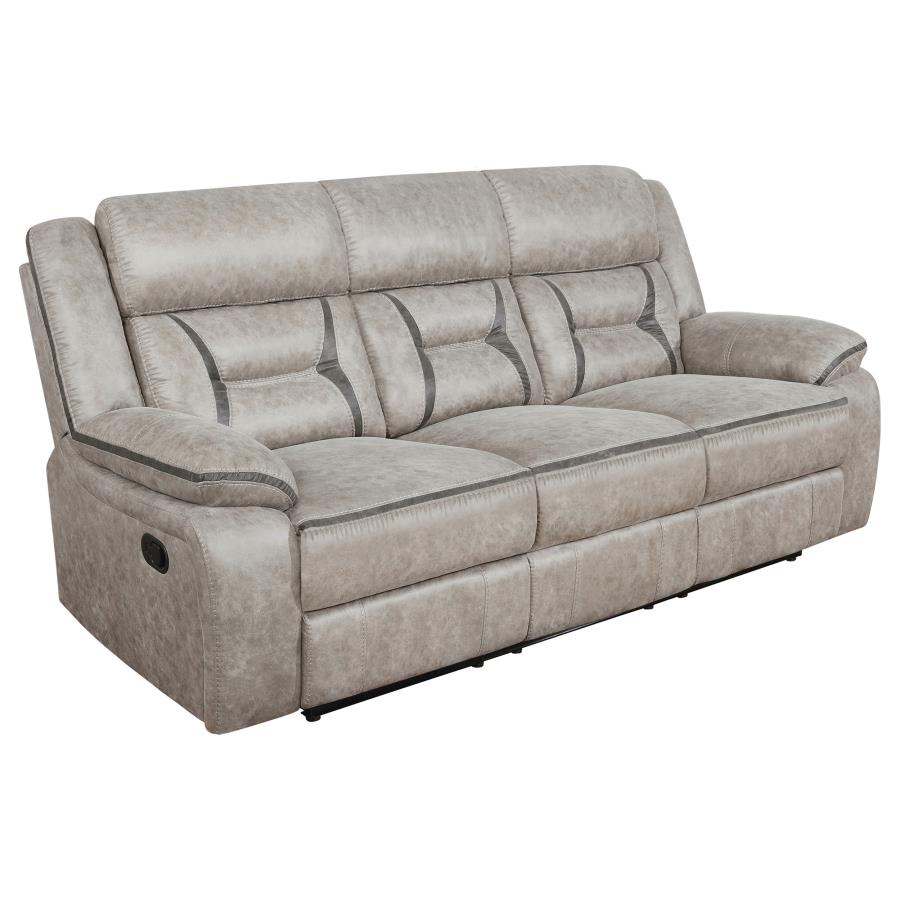 (image for) Greer 3-piece Upholstered Reclining Sofa Set Taupe