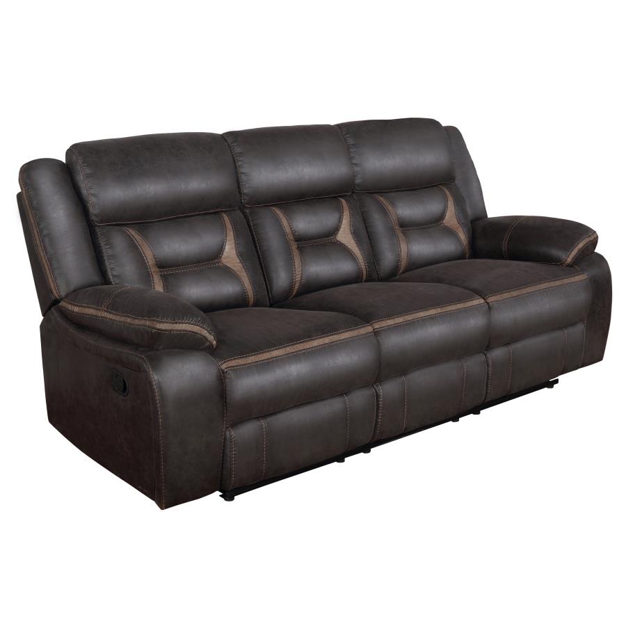 (image for) Greer 2-piece Upholstered Reclining Sofa Set Brown