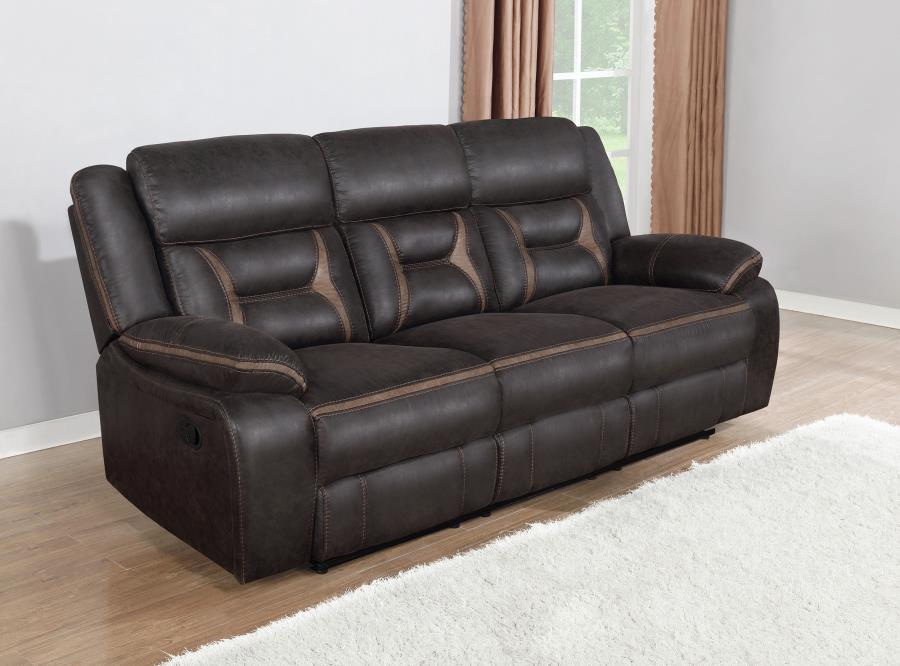 (image for) Greer Upholstered Motion Reclining Sofa Brown