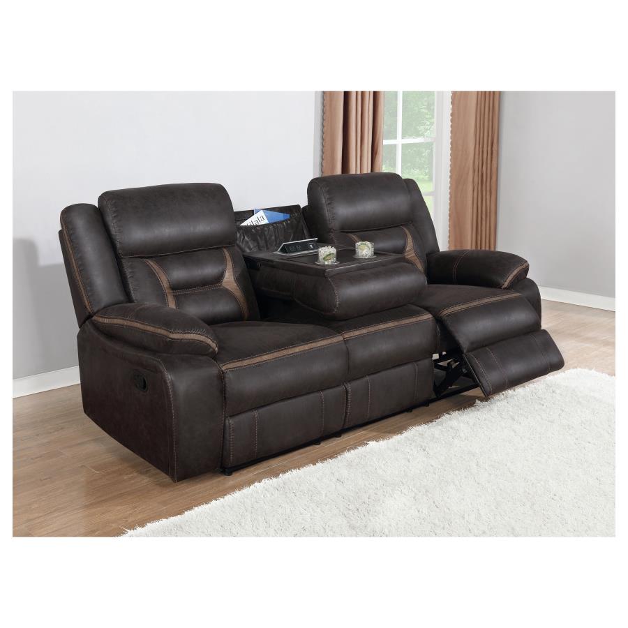 (image for) Greer Upholstered Motion Reclining Sofa Brown