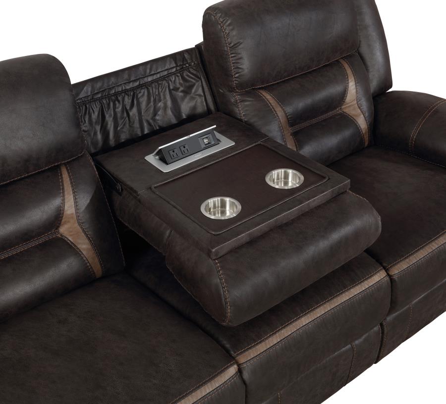 (image for) Greer Upholstered Motion Reclining Sofa Brown