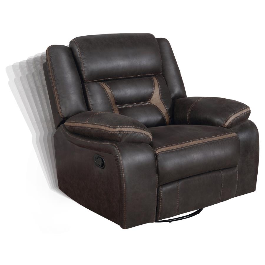 (image for) Greer Upholstered Swivel Glider Recliner Chair Brown