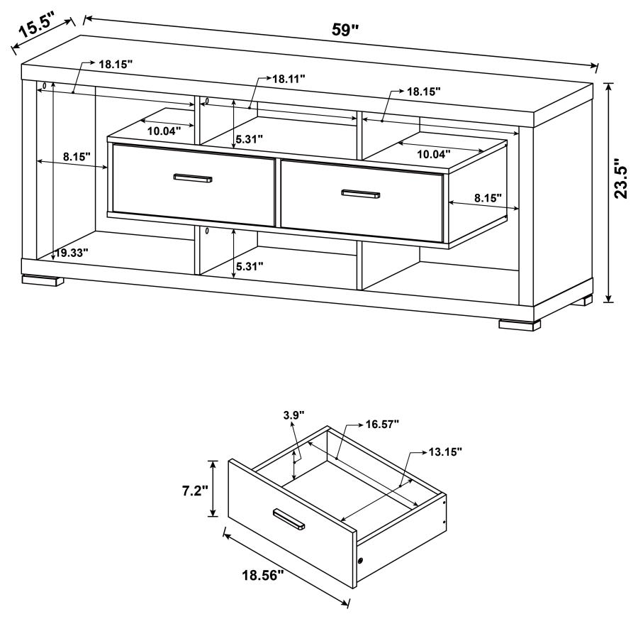 (image for) Darien 2-drawer Engineered Wood 59" TV Stand Cappuccino