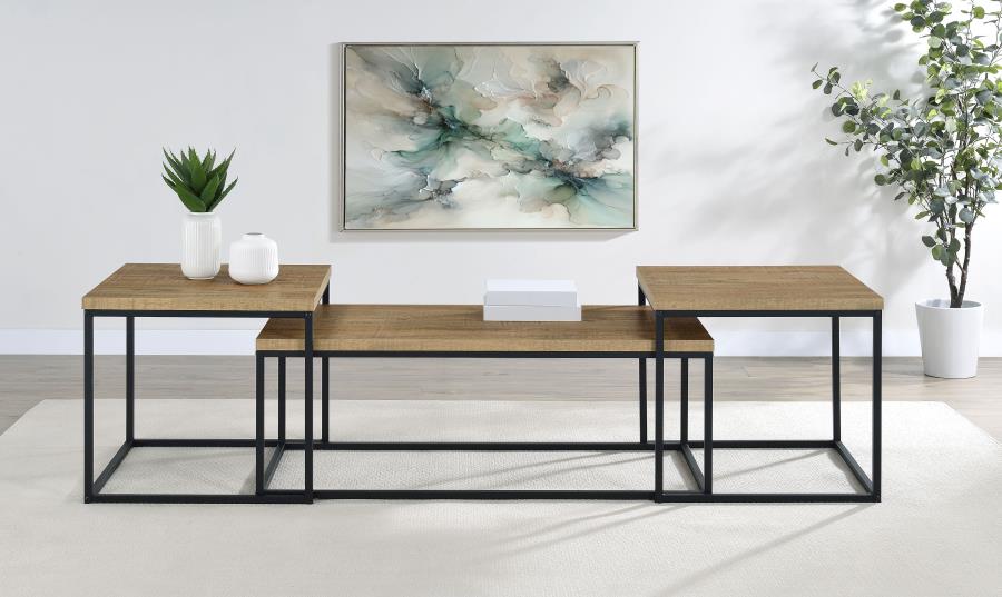 (image for) Straden 3-piece Engineered Wood Coffee Table Set Mango and Black