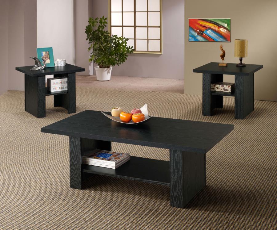 (image for) Rodez 3-piece Engineered Wood Coffee Table Set Black Oak