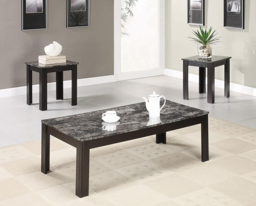 (image for) Rhodes 3-piece Faux Marble Top Coffee Table Set Grey