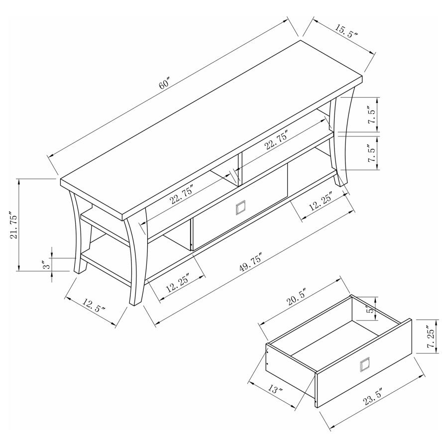 (image for) Anita 1-drawer Engineered Wood 60" TV Stand Cappuccino