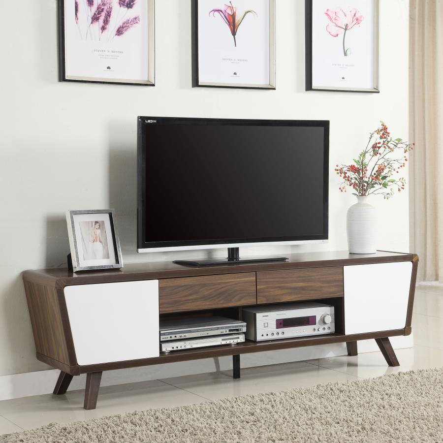 (image for) Alvin 2-door Engineered Wood 74" TV Stand Dark Walnut