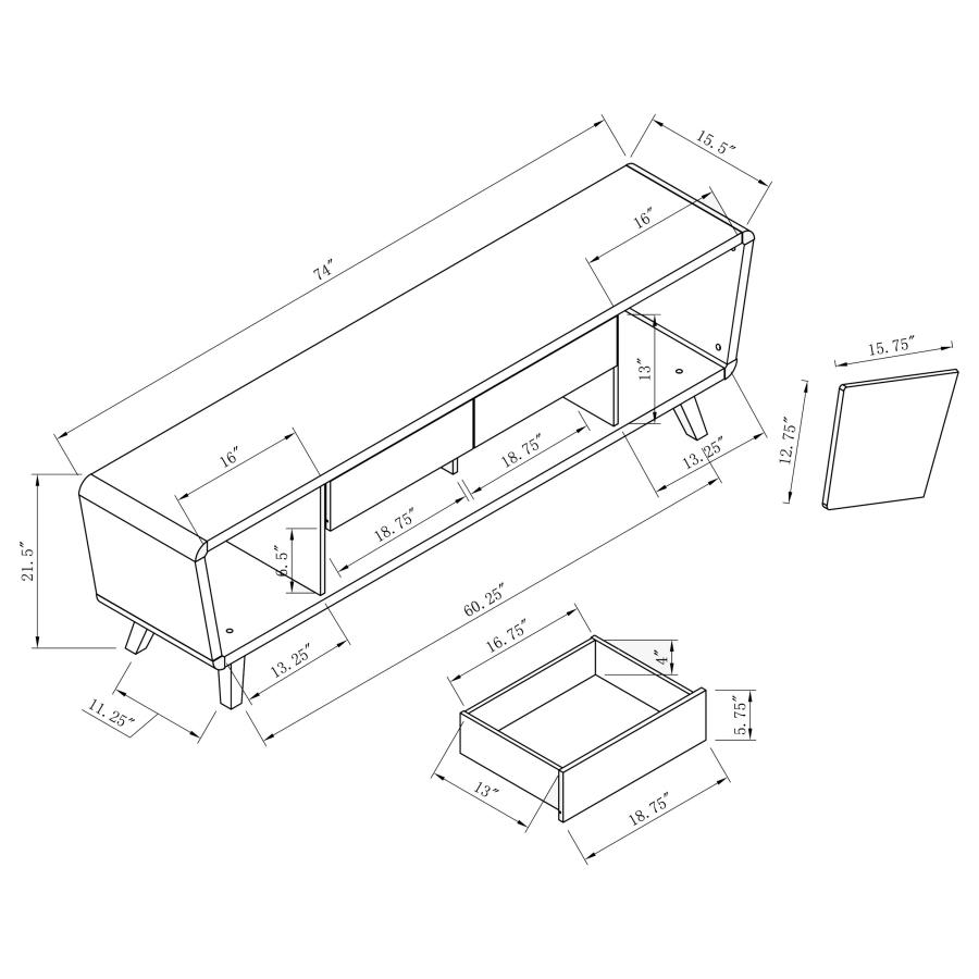 (image for) Alvin 2-door Engineered Wood 74" TV Stand Dark Walnut