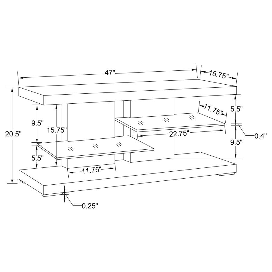 (image for) Cogswell 2-shelf Wood 47" TV Stand White High Gloss