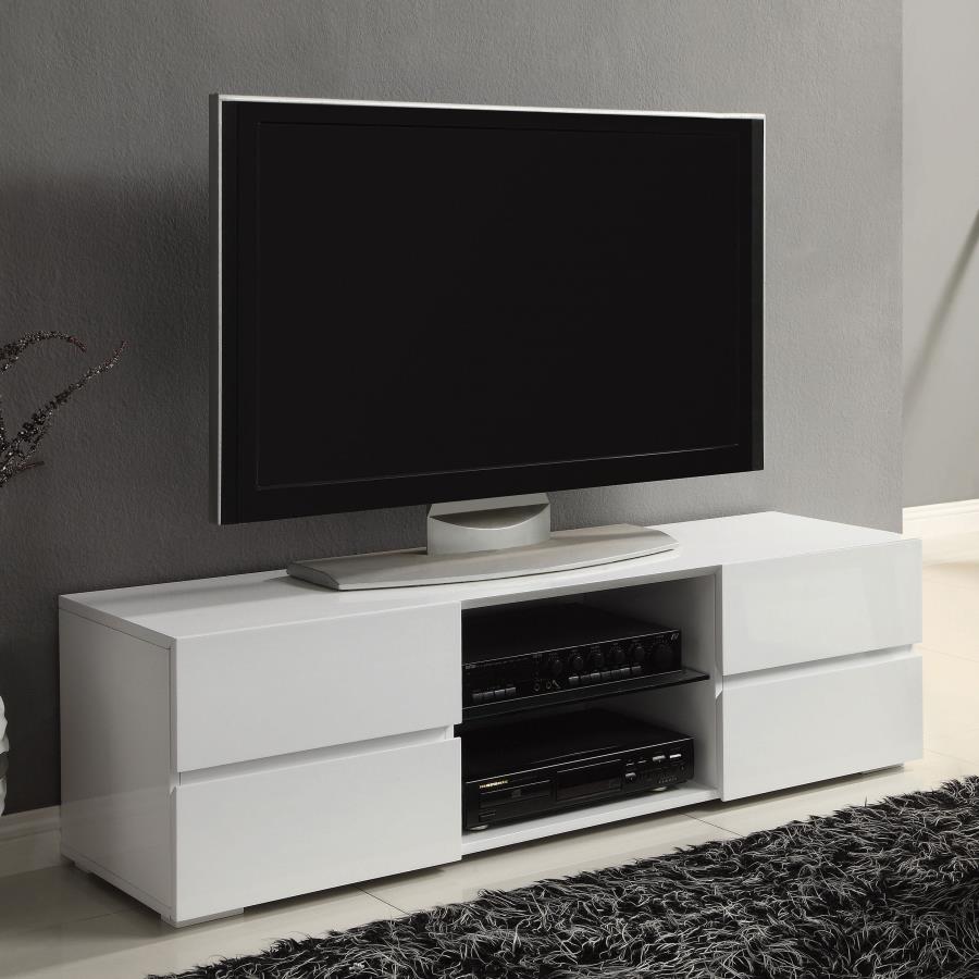 (image for) Galvin 4-drawer Wood 55" TV Stand White High Gloss