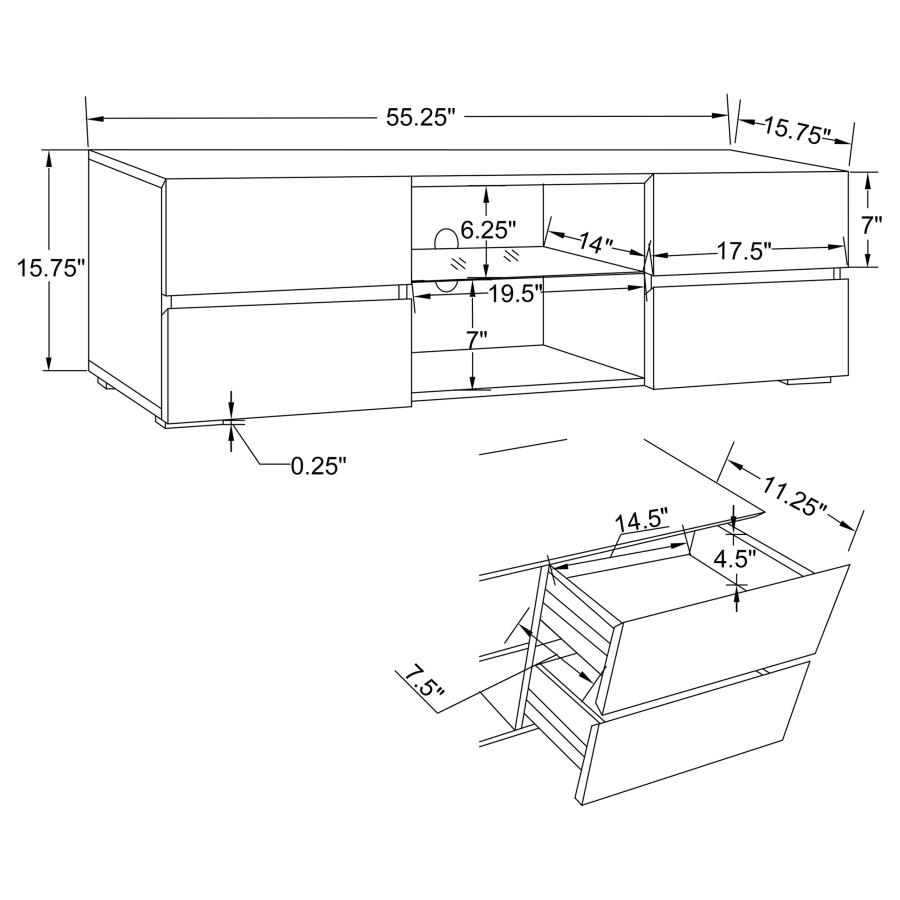 (image for) Galvin 4-drawer Wood 55" TV Stand White High Gloss