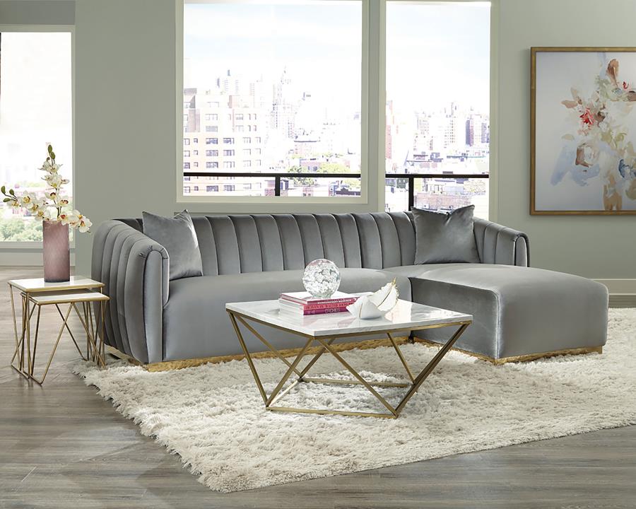 (image for) Meryl Square Faux Marble Top Coffee Table White and Gold