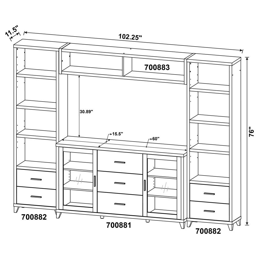 (image for) Lewes 4-piece 60" TV Entertainment Center Cappuccino