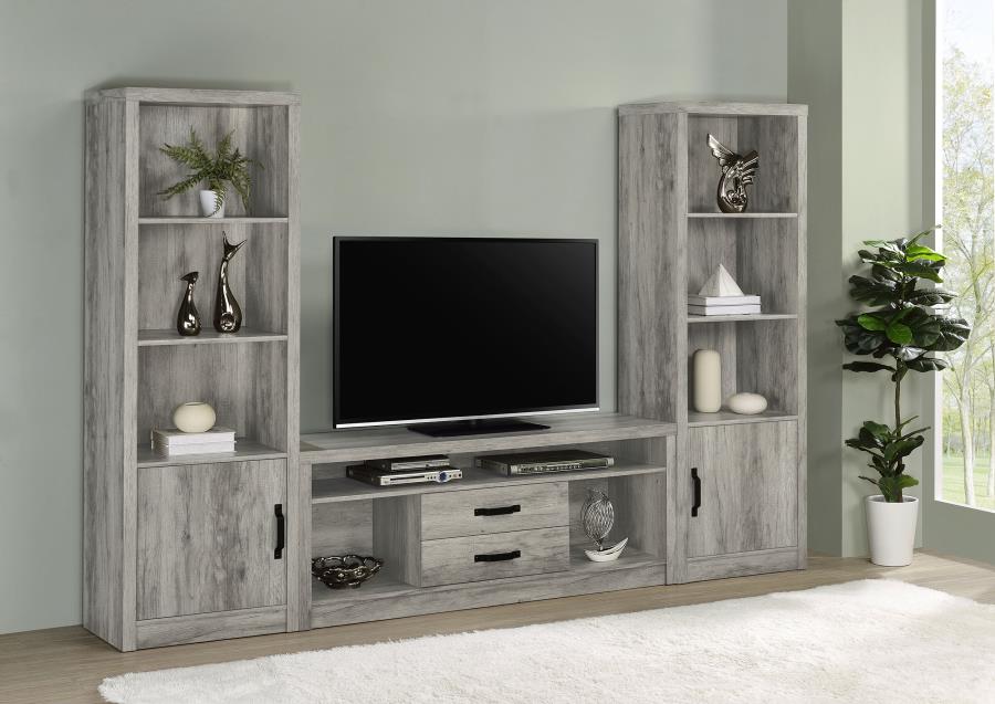 (image for) Burke 3-piece 59" TV Entertainment Center Grey Driftwood