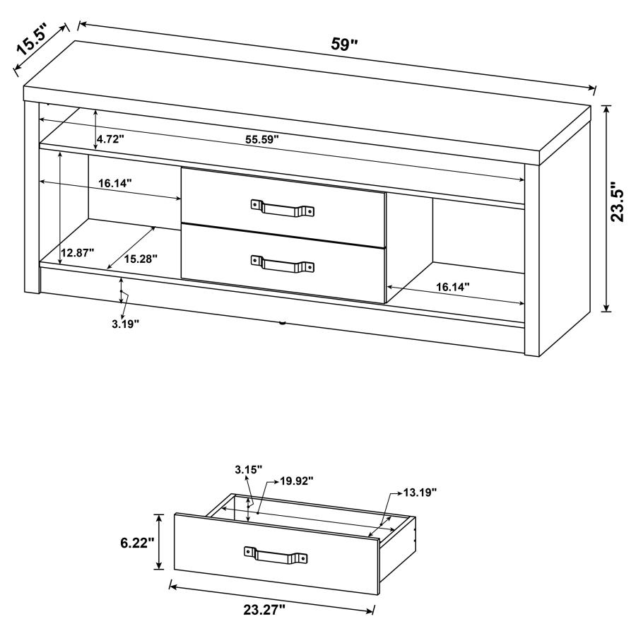 (image for) Burke 3-piece 59" TV Entertainment Center Grey Driftwood