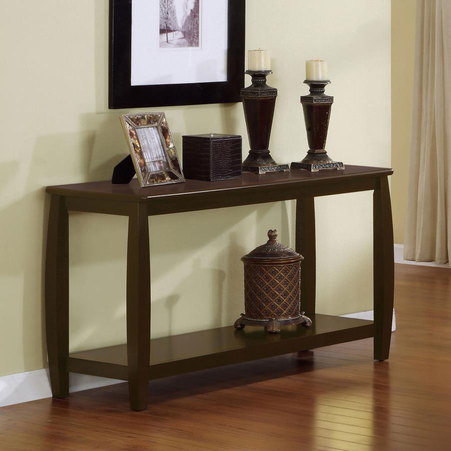 (image for) Dixon Wood Entryway Console Table with Shelf Cappuccino