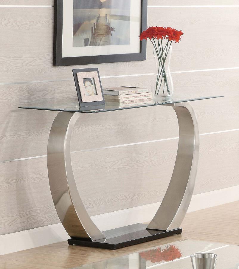 (image for) Pruitt Glass Top Metal Base Console Table Satin Silver