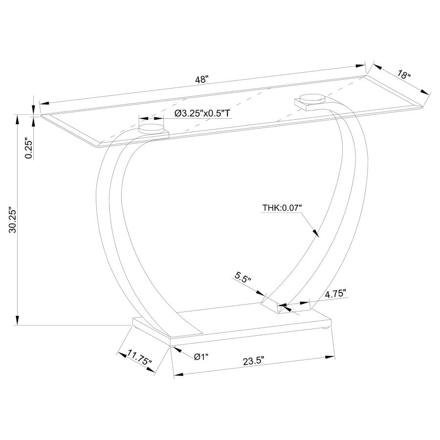 (image for) Pruitt Glass Top Metal Base Console Table Satin Silver