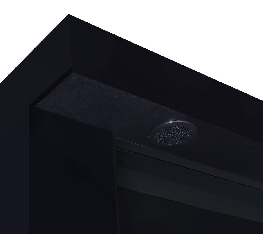Mallory TV Stand Fireplace Console Bluetooth Speaker Black High Gloss