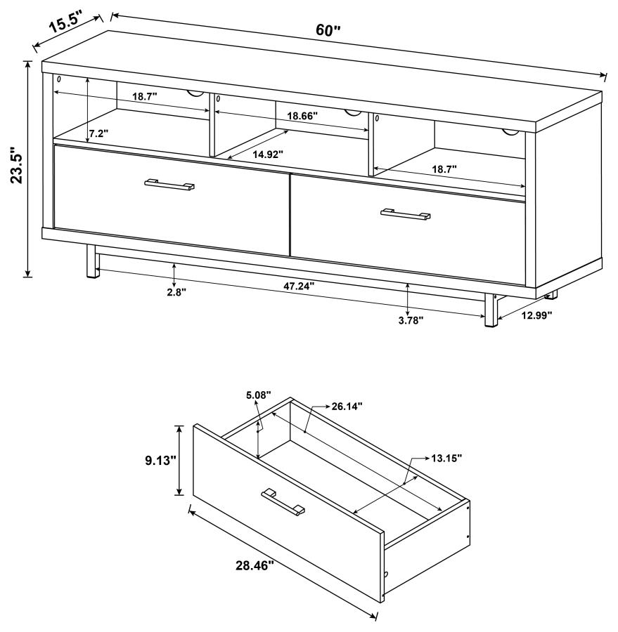 (image for) Casey 2-drawer Engineered Wood 60" TV Stand Cappuccino