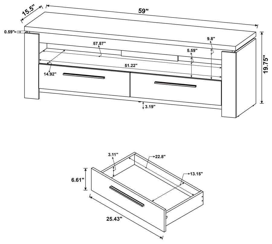 (image for) Elkton 2-drawer Engineered Wood 59" TV Stand Weathered Brown