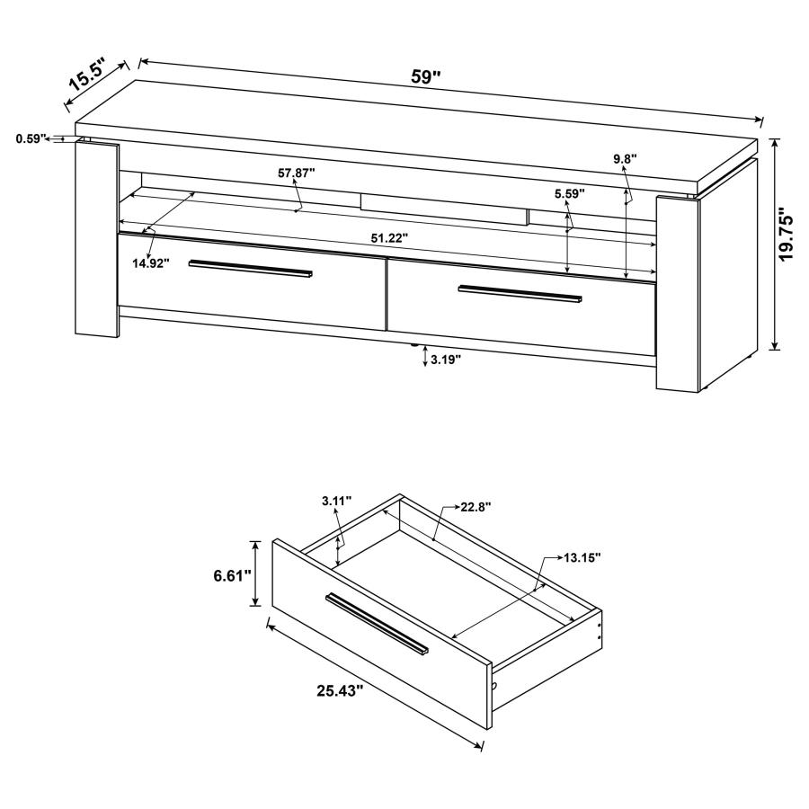 Modal Additional Images for Elkton 2-drawer Engineered Wood 59-inch TV Stand Weathered Grey