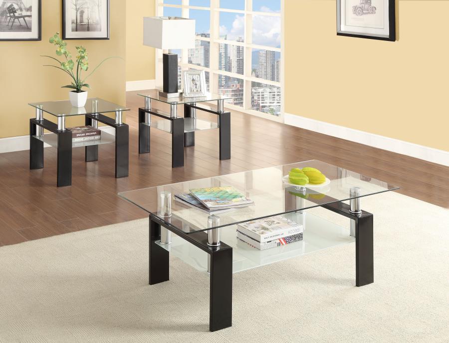 (image for) Dyer 3-piece Rectangular Coffee and End Table Set Black