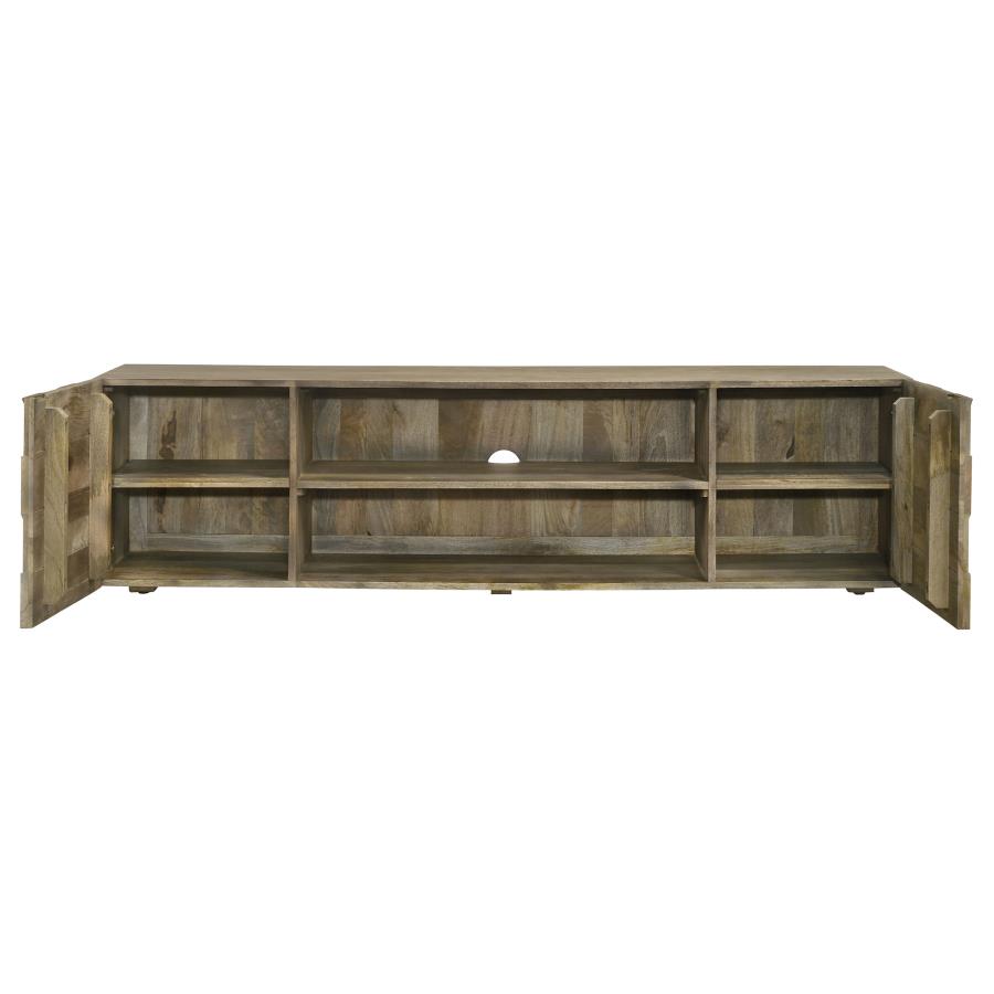 (image for) Keese 2-door Wood 70" TV Stand Media Console Mango Brown