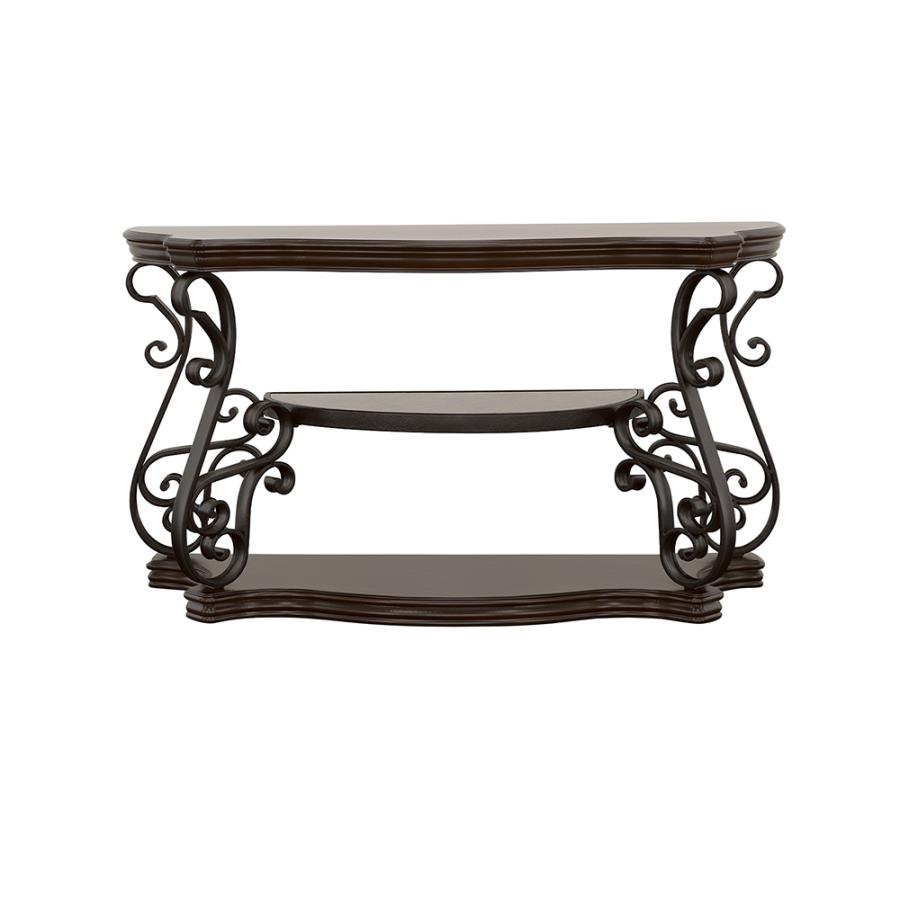 (image for) Laney Scrollwork Entryway Sofa Console Table Deep Merlot