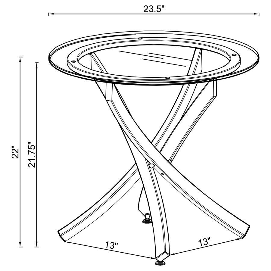 (image for) Brooke Round Glass Top Side End Table Metal Base Chrome